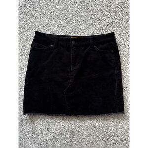 Blue Spice Black Corduroy Mini Skirt Frayed Hem Size 5 Y2K Grunge